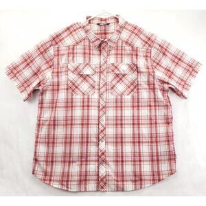 The North Face Shirt Mens XL Red White Plaid 100% Cotton Classic Snap Button